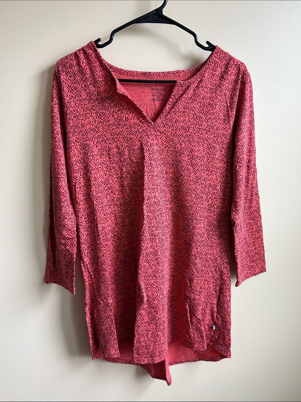 Toad&Co Women's Pink Patterned V-Neck Tunic Top
